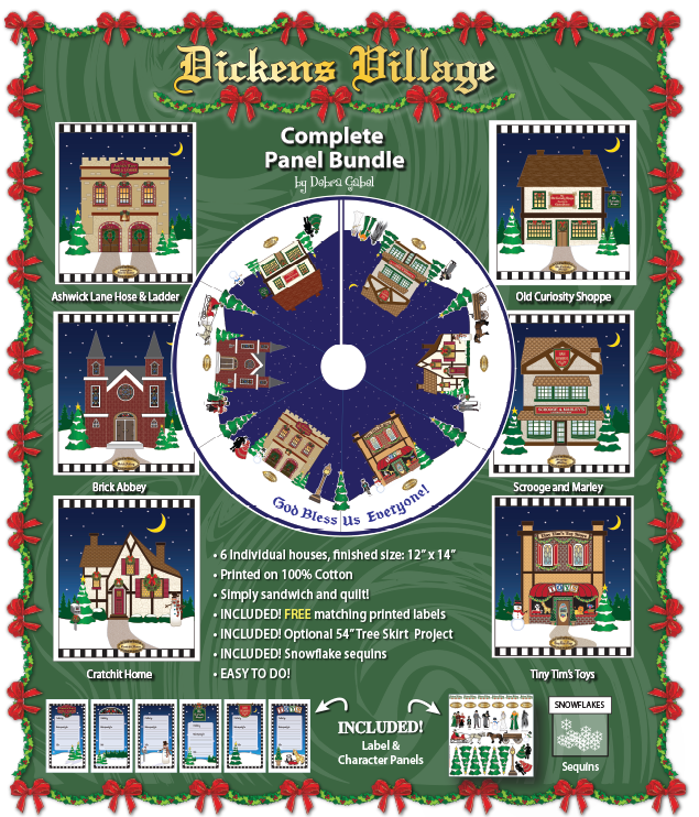 Dickens Village Tree Skirt Printed Panel Bundle - Savings