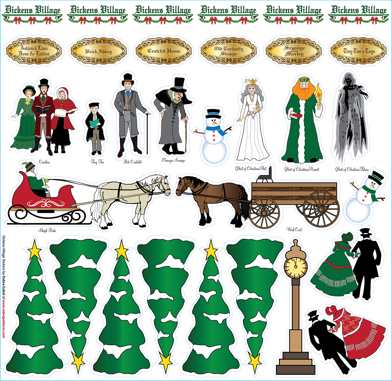 Dickens Village Tree Skirt Printed Panel Bundle - Savings