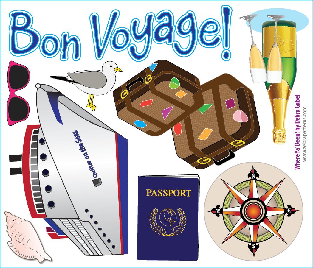 Bon Voyage WYB Printed Fabric Stickers Mini Panel