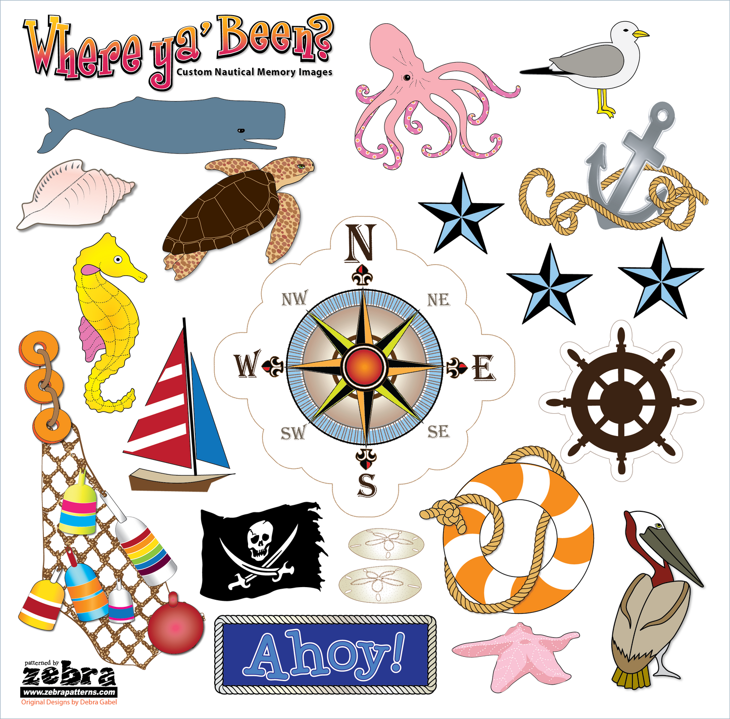Nautical Printed Stickers Panel