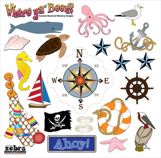 Nautical Printed Stickers Panel