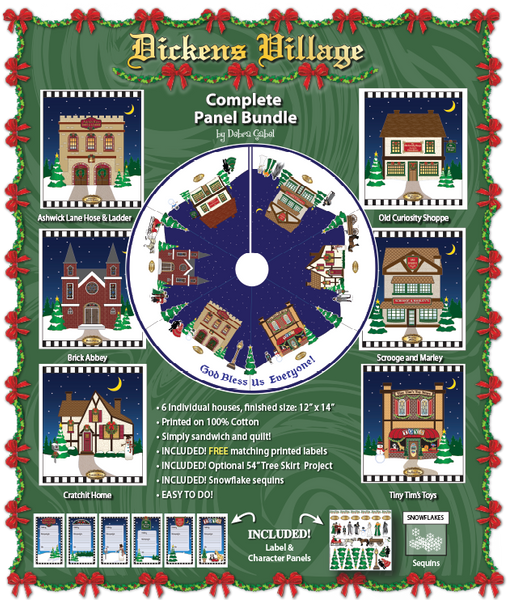 Dickens Village Tree Skirt Printed Panel Bundle - Savings