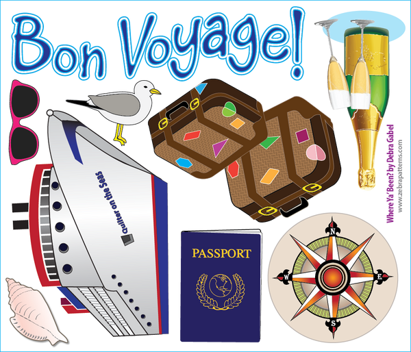 Bon Voyage WYB Printed Fabric Stickers Mini Panel