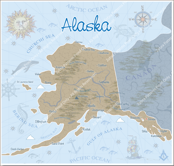 Alaska Background Map Panel – Zebra Patterns